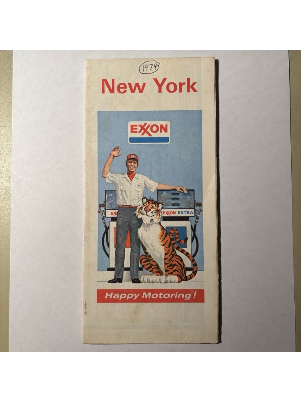 Vintage Exxon Oil Gas New York State City Region US Tour Travel Road Map 1974
